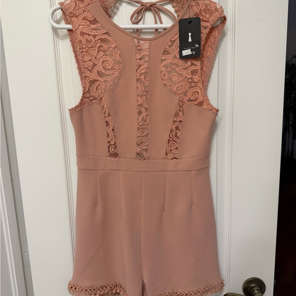 Privy Pink Lace-Trimmed One Piece Romper